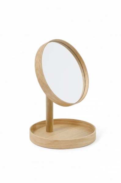 Natural Oak 'Look' Round Magnifying Mirror